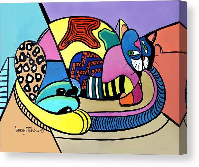A Cat Named Picasso Canvas Print featuring the painting A Cat Named Picasso by Anthony Falbo