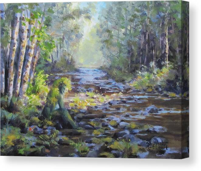 Original Canvas Print featuring the painting A Chance Encounter with Mossman by Karen Ilari