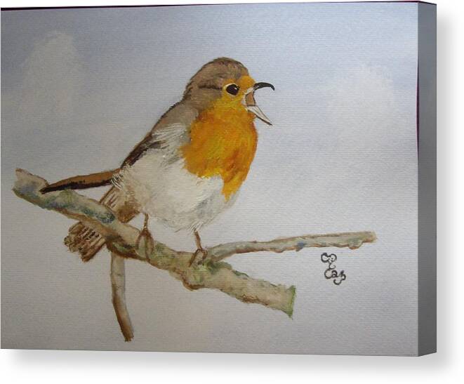 Robin Canvas Print featuring the painting A Christmas Carol by Carole Robins