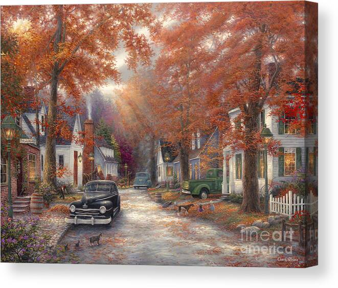 Americana Canvas Print featuring the painting A Moment On Memory Lane by Chuck Pinson