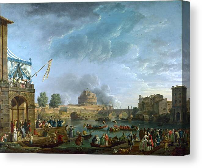5500-6000 Canvas Print featuring the painting A Sporting Contest on the Tiber at Rome by Celestial Images