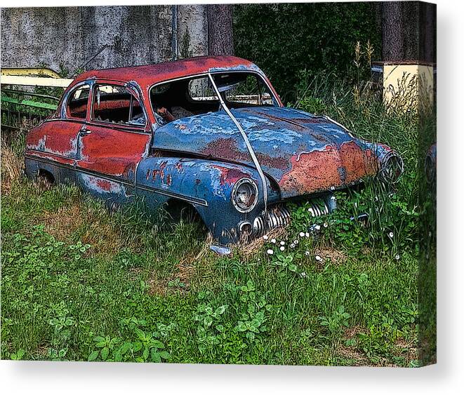 1950's Automobile Canvas Print featuring the photograph Abandoned 1950 Mercury Monteray Buick by Ginger Wakem