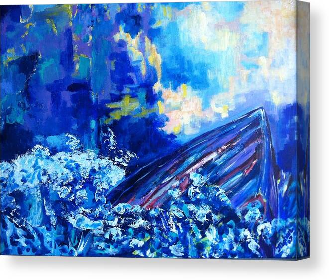 Blues Canvas Print featuring the painting Afloat by Meghan Gallagher