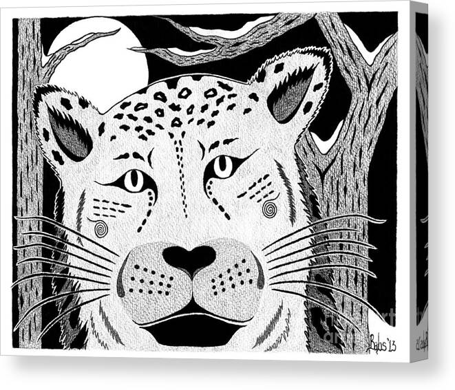 Snow Leopard Canvas Print featuring the drawing Against All Odds by Barb Cote