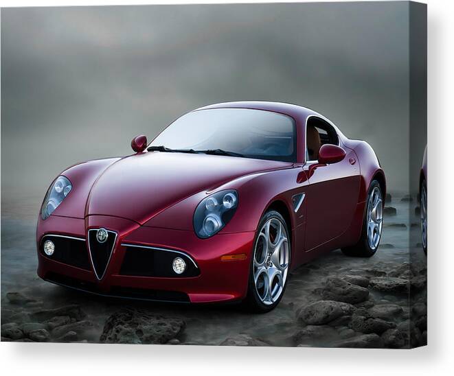 Red Canvas Print featuring the digital art Alfa 8C by Douglas Pittman