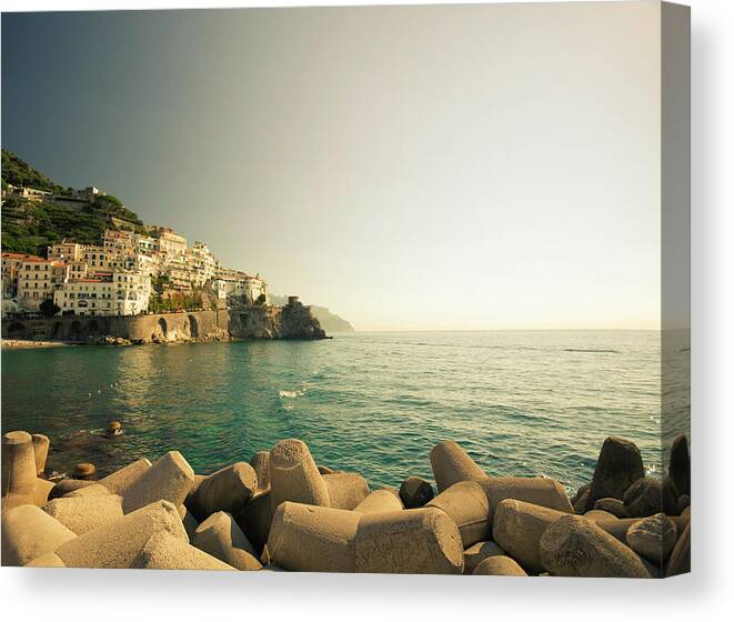 Tyrrhenian Sea Canvas Print featuring the photograph Amalfi Campania, Italy by Brzozowska