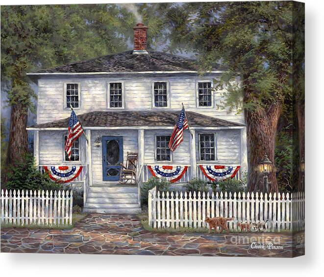 Partriotic Canvas Print featuring the painting American Roots by Chuck Pinson