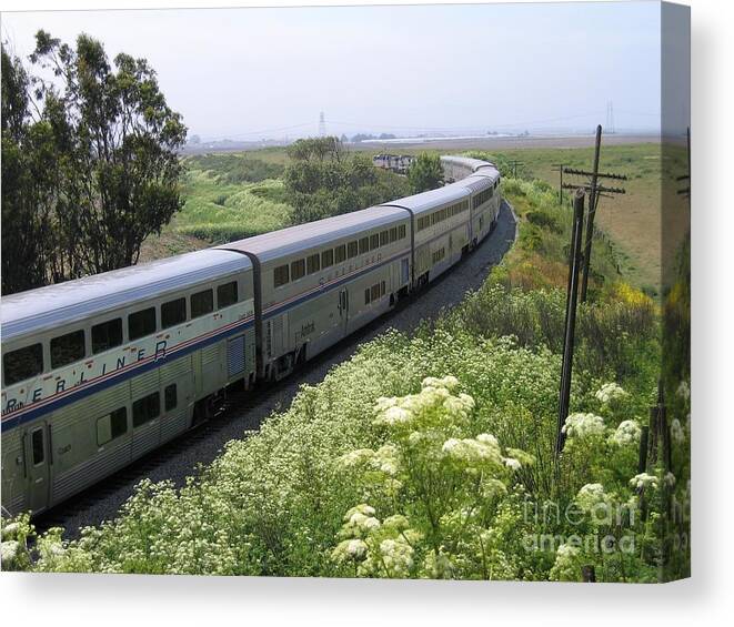 Amtrak Canvas Print featuring the photograph Coast Starlight at Dolan Road by James B Toy