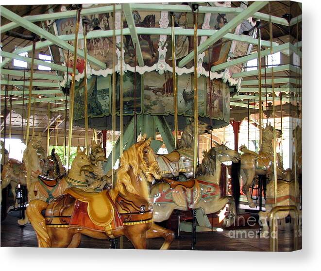 Horses Canvas Print featuring the photograph Antique Dentzel Menagerie Carousel in Rochester New York by Rose Santuci-Sofranko