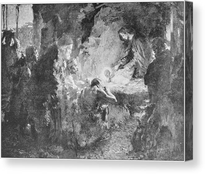 Art Canvas Print featuring the drawing Antique photo of paintings: Nativity by Ilbusca