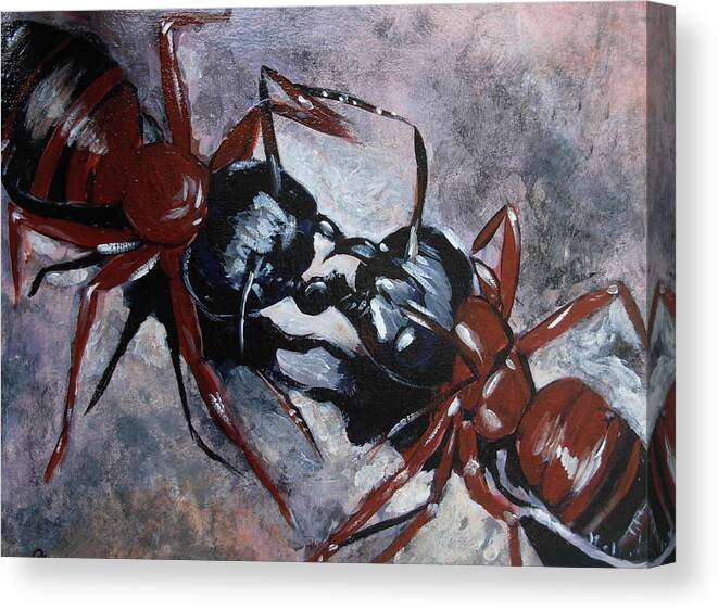 Ants Canvas Print featuring the painting Ants by Gitta Brewster