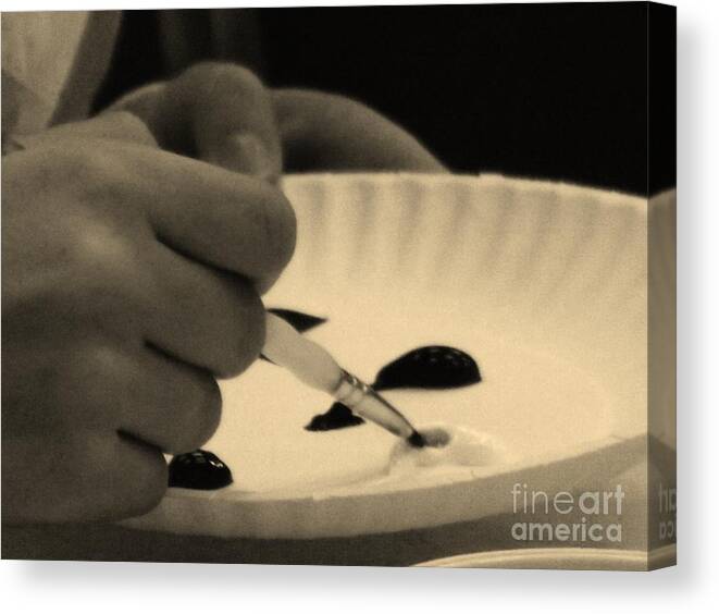 Sepia Canvas Print featuring the photograph Artists Hands by Brigitte Emme