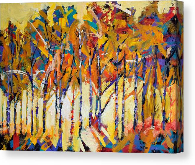 Aspen Canvas Print featuring the painting Aspen Trees by Ron Krajewski