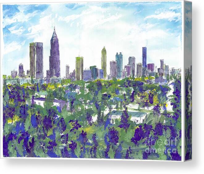 Atlanta Canvas Print featuring the painting Atlanta In Cool Colors by Patrick Grills