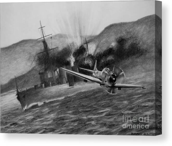 Sbd Canvas Print featuring the drawing Attack on the Yura by Stephen Roberson