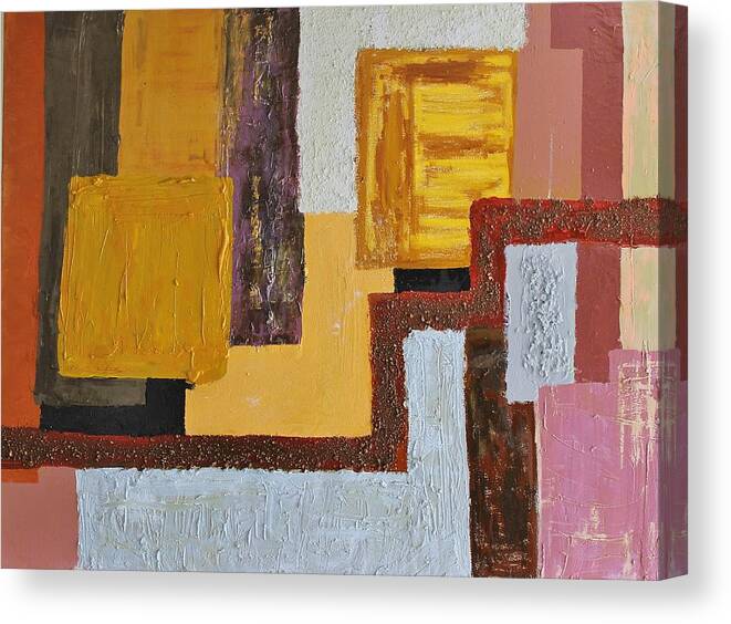 Modern Canvas Print featuring the painting Australian Wood Stone and Clay by Mark Watson