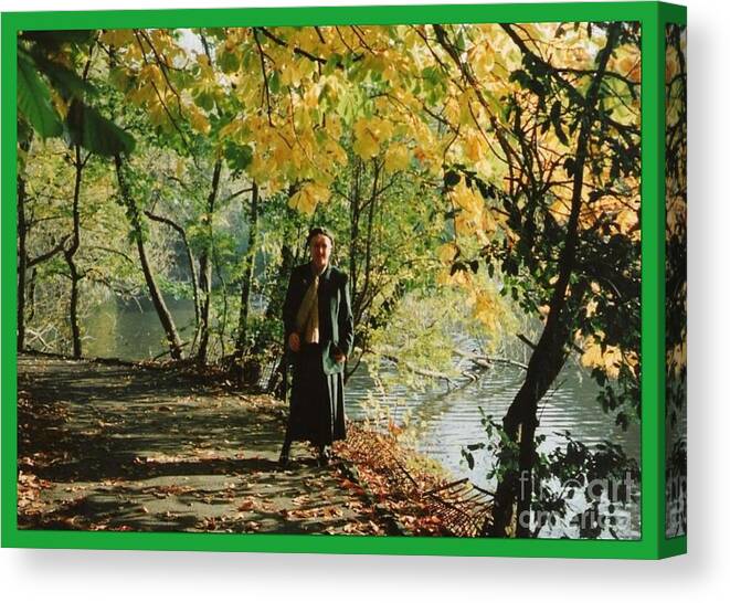 Hesketh Park Canvas Print featuring the photograph Autumn Glory at The Lakeside by Joan-Violet Stretch