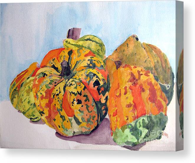 Autumn Canvas Print featuring the painting Autumn Gourds by Sandy McIntire