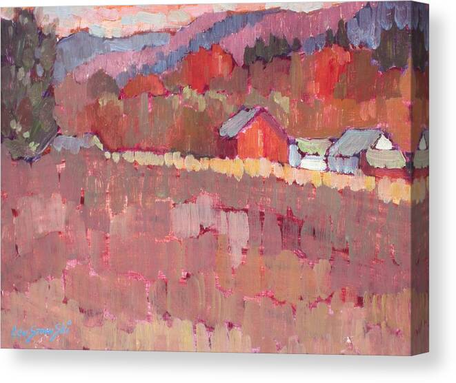 Berkshire Hills Paintings Canvas Print featuring the painting Autumn Shorthand by Len Stomski