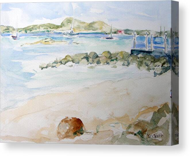Seascape Canvas Print featuring the painting Back Beach by Mafalda Cento