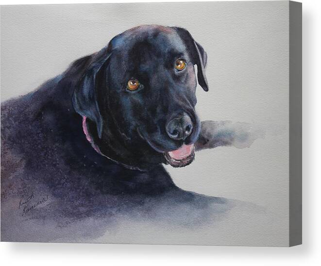 Black Lab Canvas Print featuring the painting Bailey by Ruth Kamenev