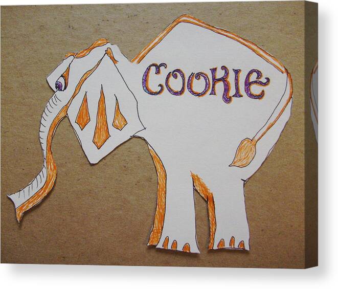 Elephant Canvas Print featuring the drawing Baking Elephant Cookie by Carolina Campbell
