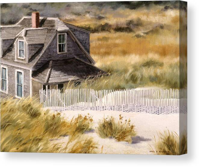Cottage Canvas Print featuring the painting Balston Beach House by Karol Wyckoff
