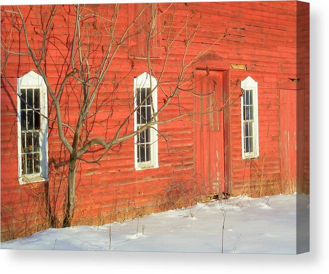 Barns Canvas Print featuring the photograph Barnwall in Winter by Rodney Lee Williams