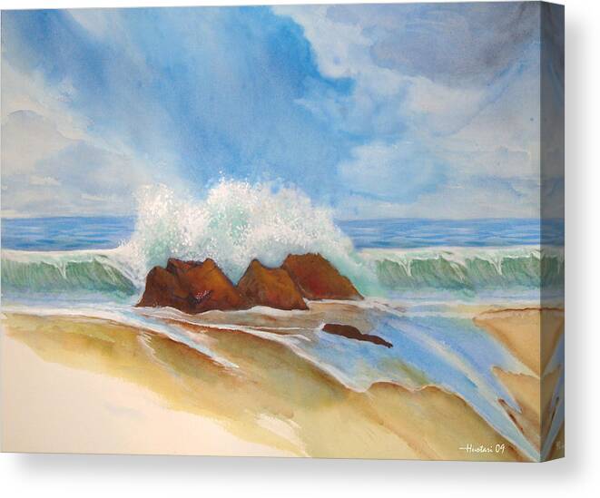 Rick Huotari Canvas Print featuring the painting Beach Front by Rick Huotari