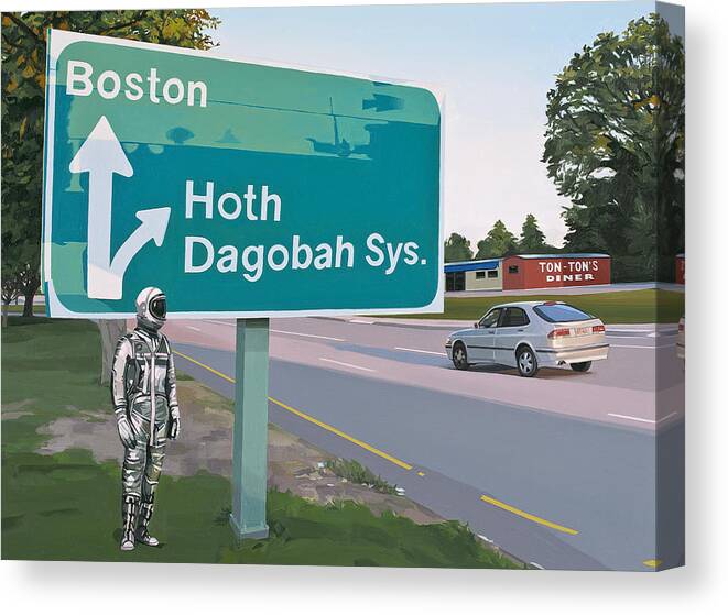 Astronaut Canvas Print featuring the painting Bear Right For Hoth by Scott Listfield