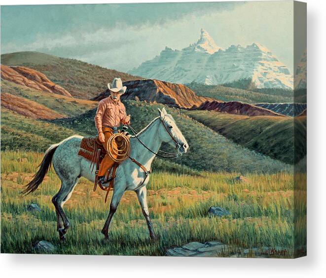 Horse Canvas Print featuring the painting Below Ram's Horn  by Paul Krapf