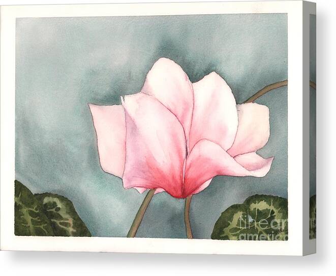 Cyclamen Canvas Print featuring the painting Big Pink Cyclamen by Hilda Wagner