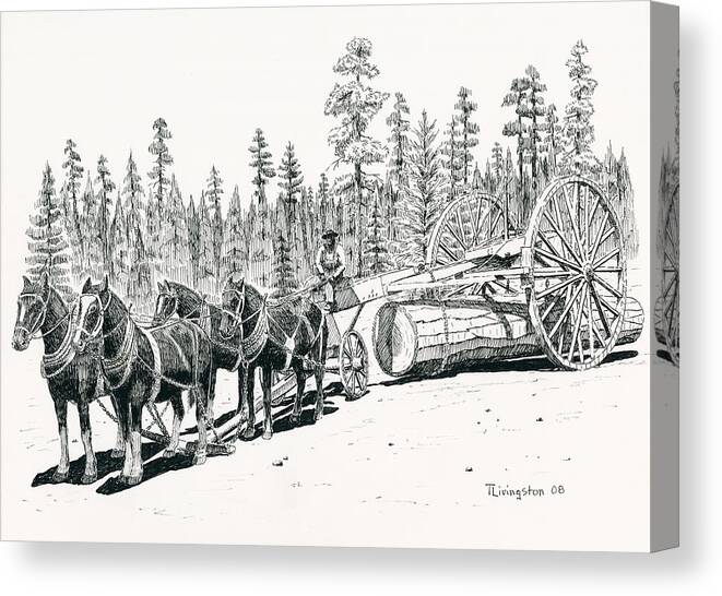 Big Wheels Canvas Print featuring the drawing Big Wheels by Timothy Livingston