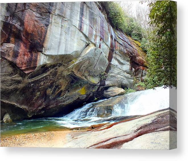 Duane Mccullough Canvas Print featuring the photograph Birdrock Waterfall in Spring by Duane McCullough
