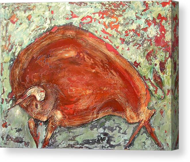 Bison Canvas Print featuring the painting Bison by Kristine Griffith