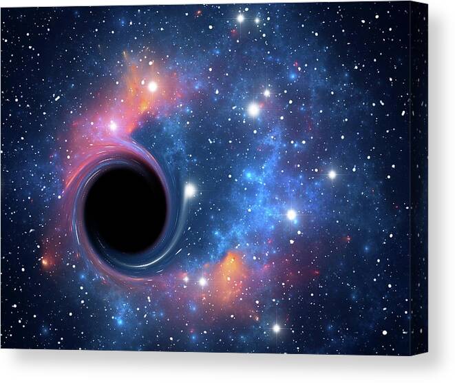 3 Dimensional Canvas Print featuring the photograph Black Hole Against Starfield by Pasieka