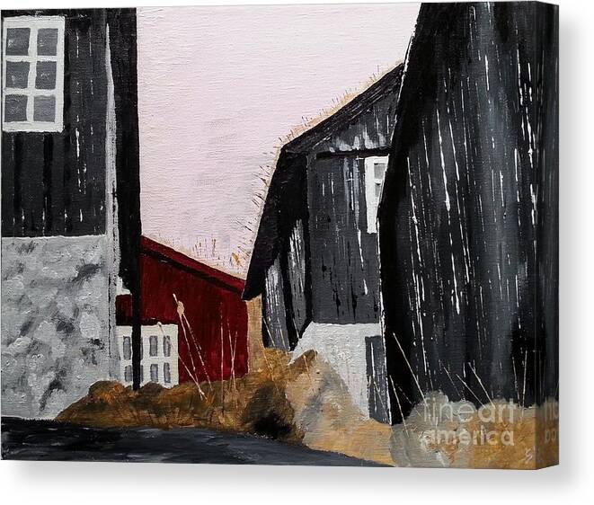 Houses Canvas Print featuring the painting Black houses by Susanne Baumann