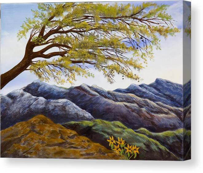 Susan Culver Art Prints Canvas Print featuring the painting Blue Mountains by Susan Culver