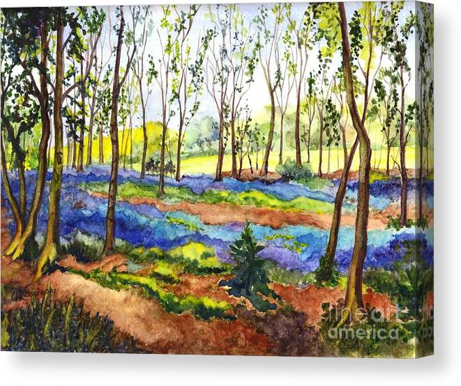  Flowers Canvas Print featuring the painting Bluebell Woods by Carol Wisniewski