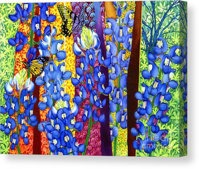 Bluebonnet Canvas Print featuring the painting Bluebonnet Garden by Hailey E Herrera