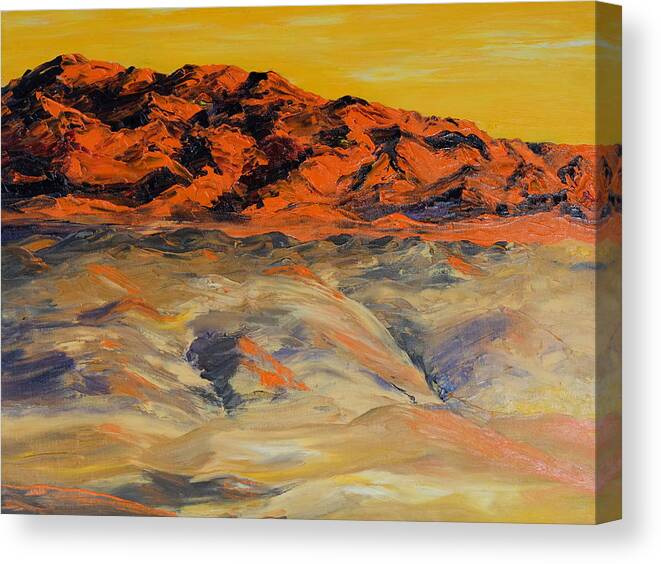 Sunlit Mountains Canvas Print featuring the painting Brilliant Montana Mountains and Foothills by Cheryl Nancy Ann Gordon