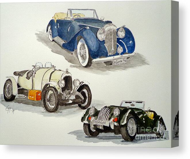 Vintage Cars Canvas Print featuring the painting British Nostalgy by Eva Ason