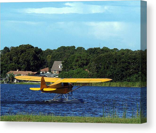 Airplane Canvas Print featuring the photograph Brown's Piper Cub by Christopher Mercer