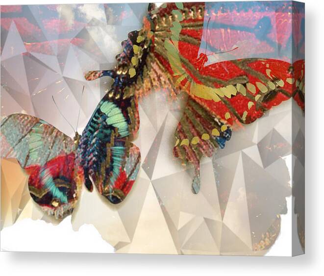 Lynda Payton Digital Art Canvas Print featuring the digital art Butterflies Geometric by Lynda Payton