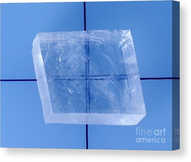 Calcite Canvas Print featuring the photograph Calcite Birefringence by Hermann Eisenbeiss