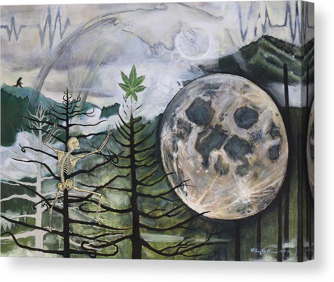 Moon Canvas Print featuring the painting Harvest Moon by Whitney Palmer