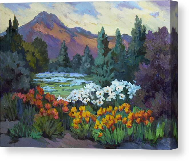 Californnia Canvas Print featuring the painting California Poppies at Santa Barbara by Diane McClary