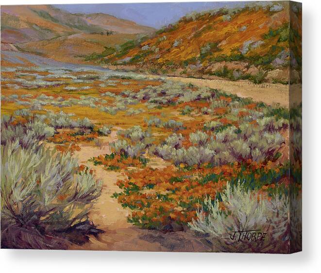 Poppies Canvas Print featuring the painting California Poppies by Jane Thorpe