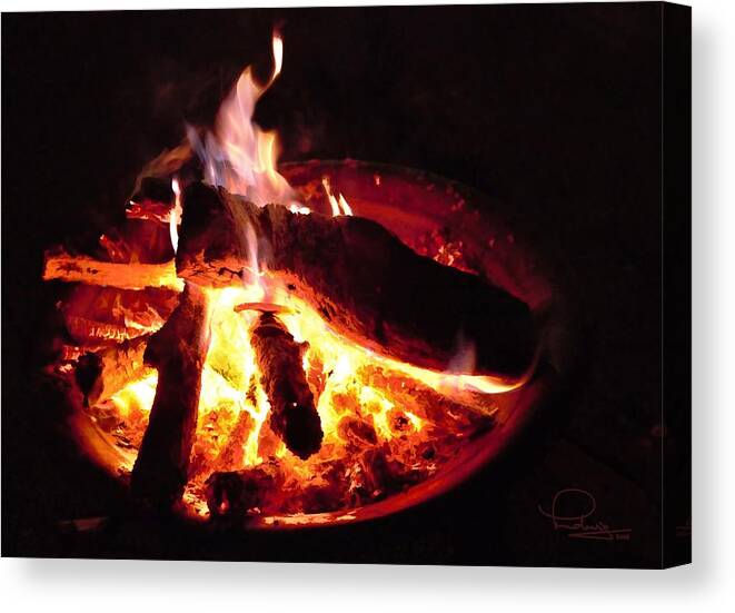 Campfire Canvas Print featuring the photograph Campfire by Ludwig Keck