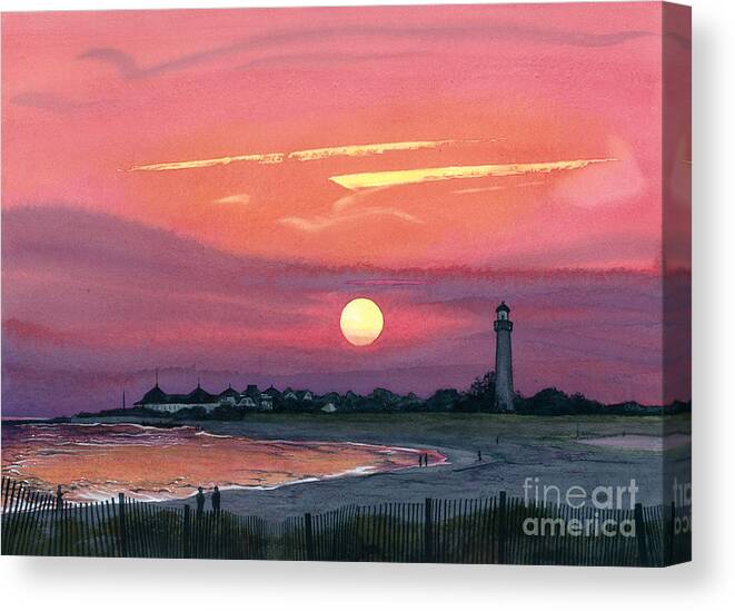 Water Color Paintings Canvas Print featuring the painting Cape May Sunset by Barbara Jewell